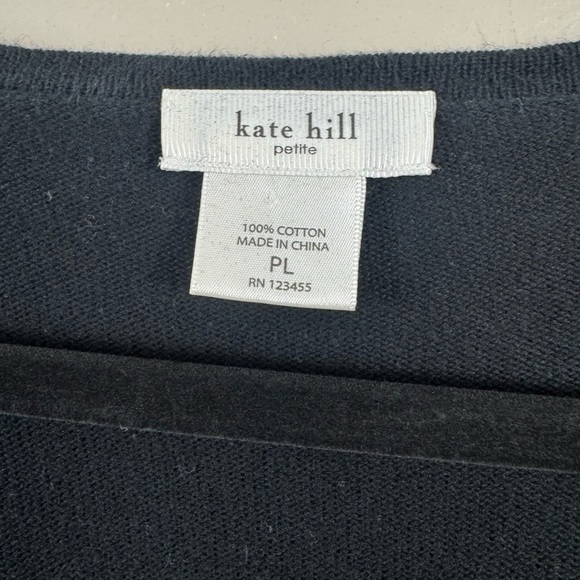 Kate Hill Black V-Neck button front Cardigan Sweater petite large - Picture 4 of 8